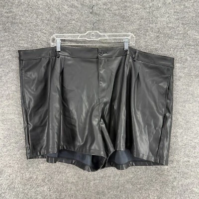 New Pretty Little Thing Shorts Women 26 Plus Black High Rise Leather Chino - Image 1 of 4
