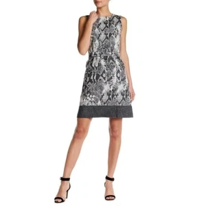 HUGO BOSS Jacquard Sheath Dress Belt Size AU 10 / US 6 Wool Blend Grey - Picture 1 of 24