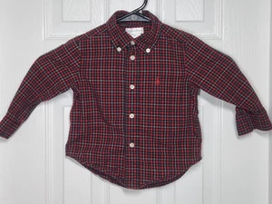 Ralph Lauren Baby Boys 12M Red Black Gingham Check Button Up Shirt Long Sleeve - Picture 1 of 6