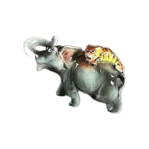 Vintage Porcelain Elegant with Attacking Tiger on Elephant Back Figurine 5" - Picture 1 of 9
