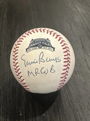 ERNIE BANKS Signed Autographed WRIGLEY 100th Baseball w/ PSA & MR CUB Inscr - Image 1 of 2