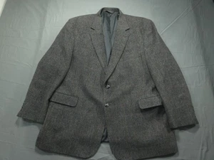 Vintage Jos A Bank Blazer Mens 50R Gray Camel Hair Check Jacket Coat Herringbone - Picture 1 of 11