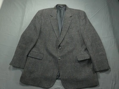 Vintage Jos A Bank Blazer Mens 50R Gray Camel Hair Check Jacket Coat Herringbone - Image 1 of 4