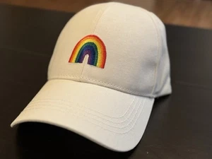 Pride Rainbow Hat Ball Cap Adjustable Strap Back White LGBTQ+ - Picture 1 of 2