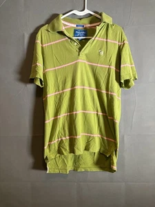 Camisa Polo Abercrombie & Fitch Para Hombre Mediana Verde Rosa Rayas Ajuste Muscular Informal - Imagen 1 de 4