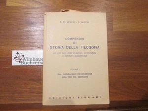 Compendio di Storia Della Filosofia. Volume I Dal Naturalismo presocratic 218957 - Picture 1 of 1