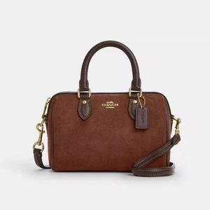 Borsa a tracolla Coach Mini Rowan vintage marrone CCF29 outlet NUOVA - Foto 1 di 12