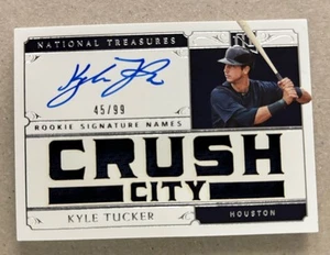 2019 NATIONAL TREASURES ROOKIE SIGNATURE NAMES KYLE TUCKER PATCH AUTO #’D 45/99 - Picture 1 of 2