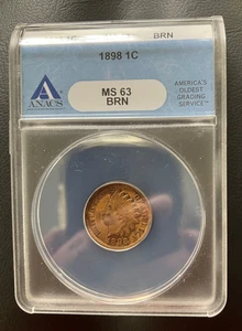 Uncirculated 1898 Indian Head Cent ANACS MS 63 BN - Picture 1 of 4
