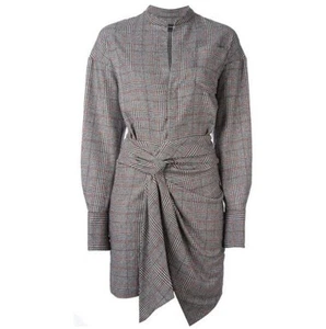 Isabel Marant Tie Front Long Sleeve Dress in Houndstooth EU 36 - Picture 1 of 5