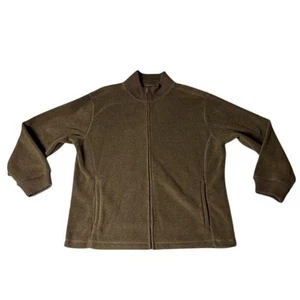 St. Johns Bay Brown Fleece Full Zip Mock Neck Jacket Cozy Winter Layer Large - Picture 1 of 6