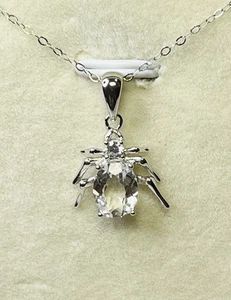 925 Sterling Silber natürlicher klarer Quarz 8 Bein Spinne Anhänger Halskette - Bild 1 von 11