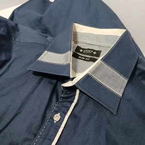 Etzo Slim Fit Blue Oxford Shirt Mens Sz XL 43-44 Designer Cotton - Picture 1 of 8