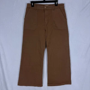 Kut From The Kloth Brown High Waisted Wide Leg Cropped Jeans Size 12 - Picture 1 of 11