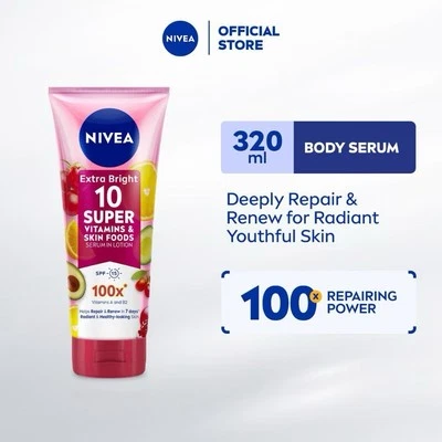 320ml  NIVEA Extra Bright 10 Super Vitamins & Skin Foods Serum in Lotion - Image 1 of 4