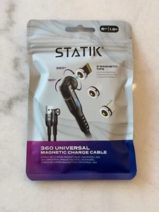 Statik 360 Rotating Universal Magnetic Charging Cable, 3 Different Tips, 6' - Photo 1 sur 2