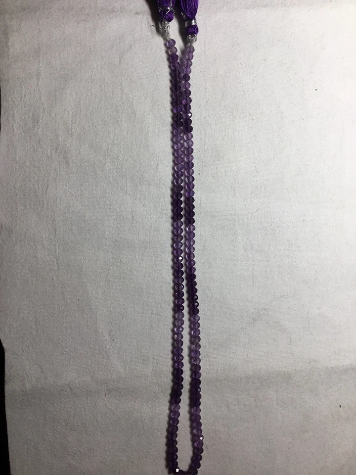 VIBRANT ,SHADED AMETHYST, 3.80MM FACETED ROUND BEADED STRAND,16inch. - Image 1 of 4