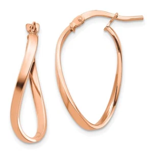 14k Rose Gold Polished 2mm Wavy Hoop Earrings 1.05g Gift for Mother - Picture 1 of 4
