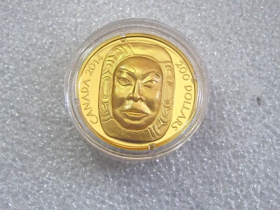 2014 Canada $200 Dollars Proof 99999 Gold Coin Matriarch Moon Mask - Image 1 of 4