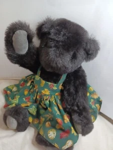 The Vermont Teddy Bear Company 1994 peluche articulado negro con vestido de otoño  - Imagen 1 de 17