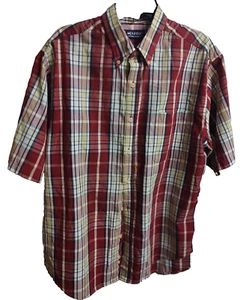 Vintage PURITAN Classic Fit Button-Down Plaid SS Shirt Men's Large Reds #CAP - Picture 1 of 2