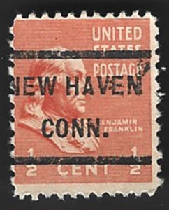 Scott# 803 1/2c Franklin precancel - NEW HAVEN CONN. - (B-9) - Picture 1 of 2