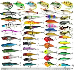Bass Fishing Lures Tackle Kit Minnow Popper VIB Crankbait Saltwater Freshwater - Picture 1 of 27