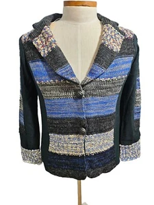 MONROE & MAIN Women’s L Sweater Blazer Boho Western  Patchwork Mixed Media - Picture 1 of 5