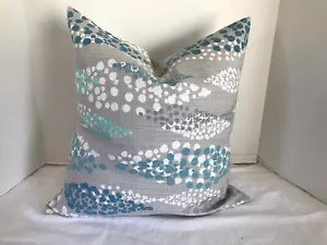 Pillow Cover Gray Teal Mint White Abstract Custom Made Choose Size Accent Decor - Picture 1 of 3