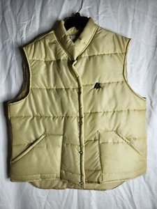Puffer Quilted Beige Tan Ski Ranching Vest Nylon Mens XLarge VTG 1970s USA - Picture 1 of 4