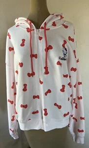 Hello Kitty Sanrio Light Pink Zip Up Hoodie Bows Pattern Embroidery XL NWT - Picture 1 of 6