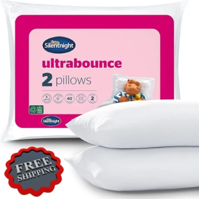 Paquete de 2 almohadas Silentnight Ultrabounce soporte suave cama de hotel hinchable hechas en el Reino Unido Foto 1 de 4