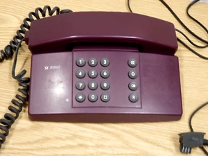70er Jahre Signo Post Telefon aubergine Tastentelefon TAE Stecker 70s Vintage - Bild 1 von 4