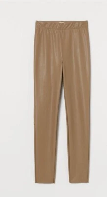 H&M Dark Beige Leather Look Leggings - size 6 - Image 1 of 2