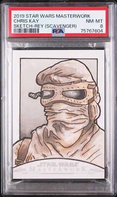 Rey (Scavenger) - 2019 Star Wars Masterwork Sketch Card by Chris Kay   PSA 8 - Image 1 of 2