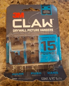 3M 3PH15M-5ES Claw Drywall Picture Hangers & Markers Holds 15-Lbs 5-Pk. - Picture 1 of 2
