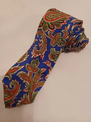 POLO RALPH LAUREN Men's 100% Silk Tie USA Paisley Blue/Multicolor EUC - Image 1 of 4