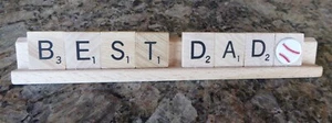 Scrabble Tile Tray Name Plate Nameplate Personalized Handmade Baseball Best Dad - Picture 1 of 2