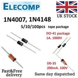 1N4007 1N4148 LL4148 Gleichrichterdiode 5-100 Stück, 1A 100V-1KV - Bild 1 von 4