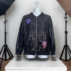 LOL SURPRISE Remix Girls Jacket Black Sequins XL 14/16 Music Lover Full Zip - Picture 1 of 11