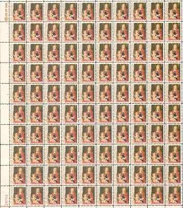 SCOTT #1321 HEMMING CHRISTMAS MODONNA & CHILD 5 CENT M NH FULL SHEET OF 100 - Picture 1 of 1