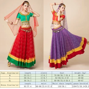 Women's Indian Dance Belly Choli Belly Dancing Dress Nepal Pakistan Chiffon - Picture 1 of 27