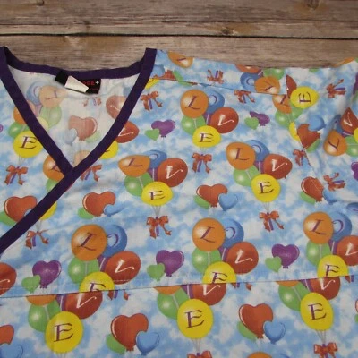 Melrose Love Balloons Medium Scrub Top - Image 1 of 4
