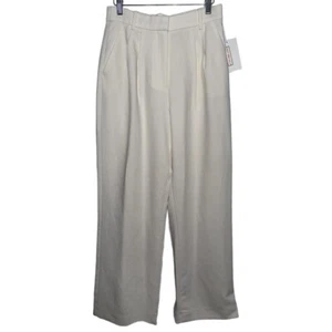 Abercrombie & Fitch White Pleated High Waisted Wide Leg Trousers Pants Size 28 6 - Picture 1 of 6