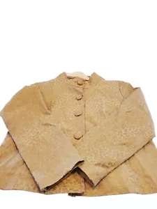 LAL Leder Wildleder Jacke Damen XL Leopard gefüttert hellbraun metallic gold neu aus altem Lagerbestand - Bild 1 von 10