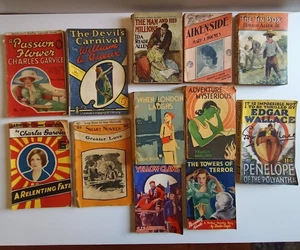 Bulk lot 12 old worn vintage pulp fiction type novels including thriller romance - Picture 1 of 16