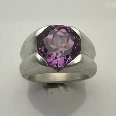 ANILLO HOMBRE PLATA ESTERLINA MJG. LABORATORIO ALEJANDRITA 12MM. 4 PUNTAS. Talla 9 1/2. 23gr. Foto 1 de 4