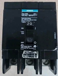 SIEMENS BQD320 Bolt On Circuit Breaker 20A 3P 480V 3PH BQD 20 Amp 3 Pole - Picture 1 of 4