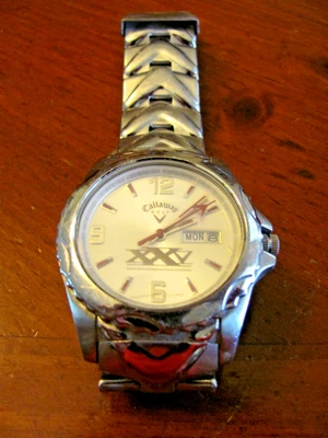 'CALLAWAY' 高尔夫 25 周年银色不锈钢男式日期手表规格 ED。 — 第 1/4 张图片