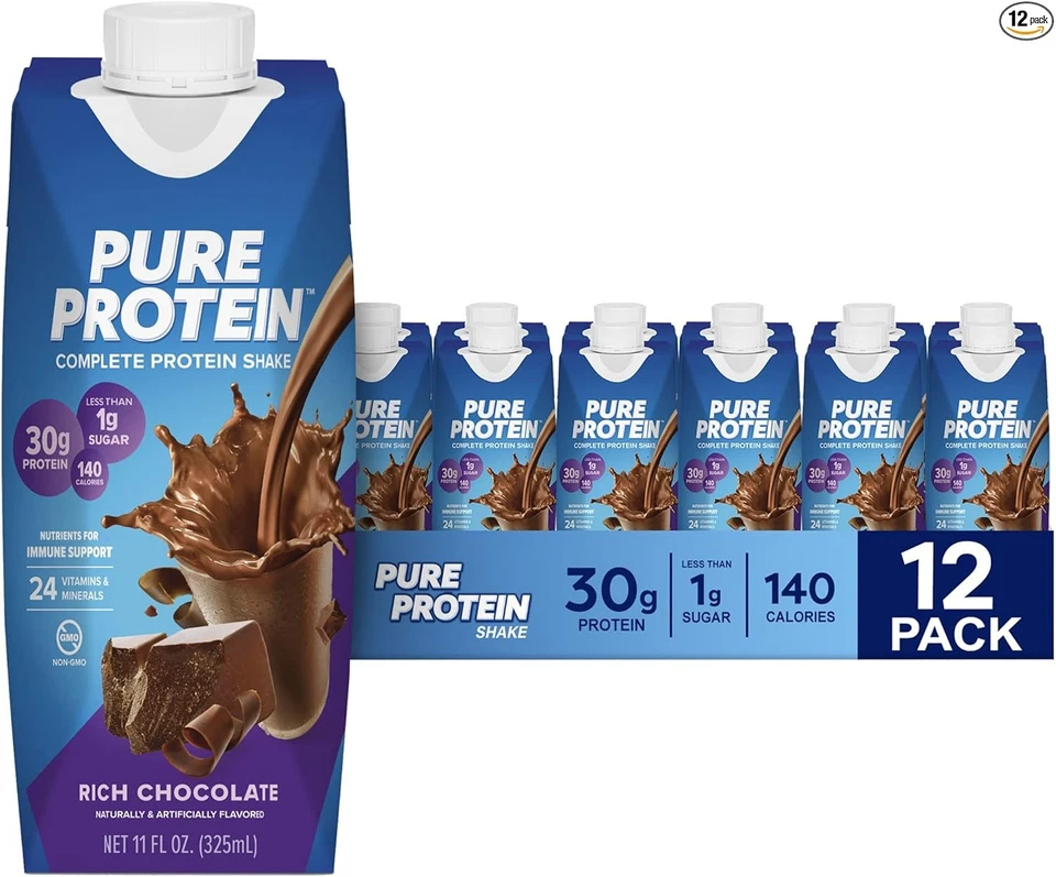 Shake de chocolate completo de alta proteína com 24 vitaminas e minerais adicionados (pacote com 12) - Imagem 1 de 4